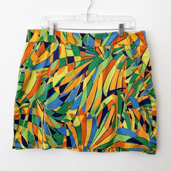 [Loudmouth] Jungle Bogey Geometric Mini Skort Golf Tennis Built In Shorts Sz 14 - Picture 1 of 9